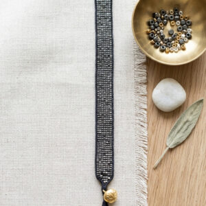 PULSERA MIYUKI CRISTAL NEGRO 1 CM