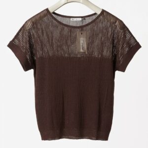 JERSEY MANGA CORTA DE PUNTO FINO MARRÓN CHOCOLATE